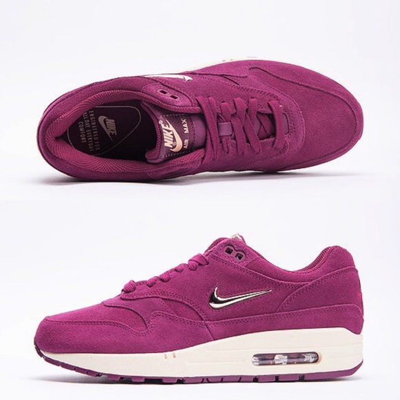 Nike❤️ Air Max 1 Premium Bordeaux Silver Sneakers - Picture 11 of 13